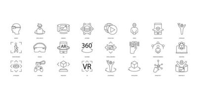 Virtual reality icons set. Set of editable stroke icons.Vector set of Virtual reality vector