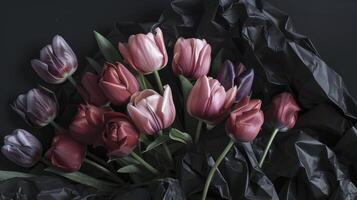 AI generated Roses against a dark background photo