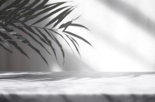 AI generated abstract background of shadows palm leaves on a white wall photo