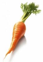 AI generated Carrot vegetable with leaves isolated on white background photo