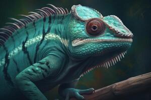 AI generated Colorful Chameleon in the jungle. Beautiful close-up. photo