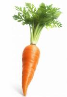AI generated Carrot vegetable with leaves isolated on white background photo