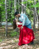 romantic couple in the garden, couple in the nature photo