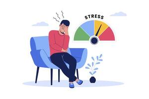 Stress scale test expression with high level tension, depression vector