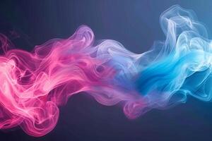 AI generated Abstract Pink and Blue Smoke Art on Black Background with AI generated. photo
