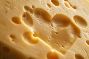 AI generated Heart Shape in Swiss Cheese Close-up. photo