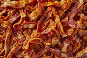 AI generated Crispy Slices of Cooked Bacon Close-up. photo