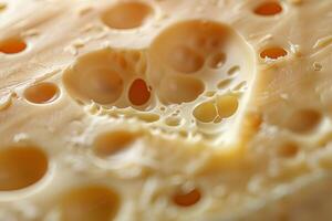 AI generated Heart Shape in Swiss Cheese Close-up. photo