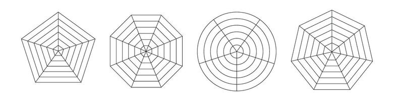 araña gráfico infografía presentando un web me gusta diagrama pentágono o hexágono describir. visualizante datos en Radar gráficos plano vector ilustración aislado en blanco antecedentes.