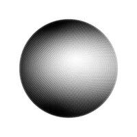 Clásico inspirado degradado con ruido y grano, un medio tono esfera forma. trama de semitonos modelo punteado puntos para un texturizado plano vector ilustración aislado en blanco antecedentes.