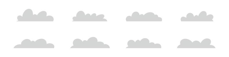 White cartoon cloud icon on background, for sky-themed graphics. Flat vector illustration isolated on white background.