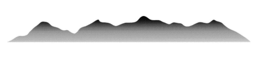 resumen montaña paisaje antecedentes con textura. ruido y grano dotwork dinámica estético. plano vector ilustración aislado en blanco antecedentes.