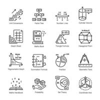 Linear Style Icons Depicting Algebraic Expressions vector