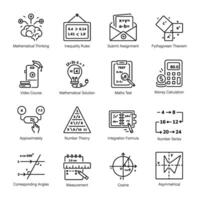 Mathematical Formulas Trendy Line Style Icons vector