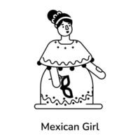 de moda mexicano niña vector