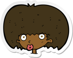 sticker of a cartoon surprised woman png