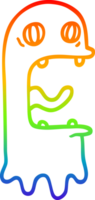 rainbow gradient line drawing of a cartoon spooky ghost png