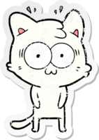verontruste sticker van een cartoon verraste kat png