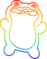 rainbow gradient line drawing of a cartoon frog png