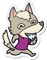 sticker of a cartoon hungry wolf png