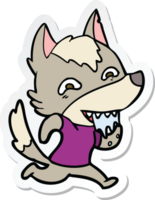 pegatina de un lobo hambriento de dibujos animados png