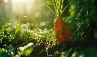 AI generated Carrot grows in the garden. Selective focus. nature. photo