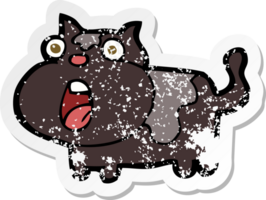 retro distressed sticker of a cartoon shocked cat png