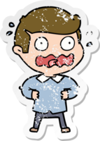 distressed sticker of a cartoon man totally stressed out png