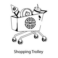 Trendy Shopping Trolley vector