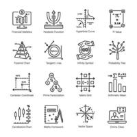 Collection of Mathematics Linear Icons vector