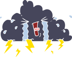 Cartoon-Gewitterwolke im flachen Farbstil png