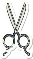 distressed sticker tattoo in traditional style of barber scissors png