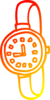 warm gradient line drawing of a cartoon wrist watch png