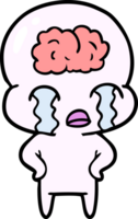 cartoon big brain alien weint png