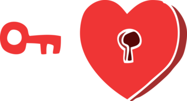 cartoon doodle heart and key png