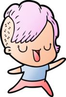 cute cartoon girl with hipster haircut png