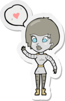 sticker van een cartoon robotvrouw png