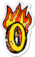 adesivo retrô angustiado de uma carta em chamas de desenho animado png