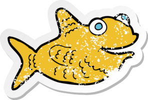 retro distressed sticker of a cartoon happy fish png