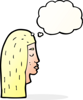 cartoon female face profile with thought bubble png