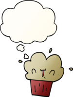 cartoon cupcake with thought bubble in smooth gradient style png