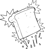 Hand gezeichnet schwarz und Weiß Karikatur Toast png