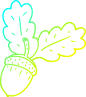 cold gradient line drawing of a cartoon acorn png