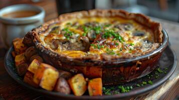 AI generated Close Up of Pie on Plate on Table photo