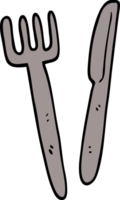 tecknad doodle kniv och gaffel png