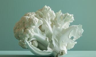 AI generated Cauliflower background. Cauliflower in blue toning. photo