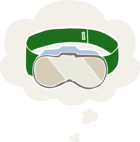 cartoon goggles with thought bubble in retro style png