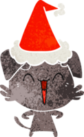 happy little dog hand drawn retro cartoon of a wearing santa hat png