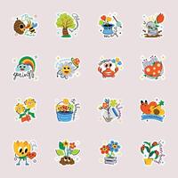 Trendy Pack of Spring Season Flat Stickers vector