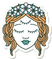 sticker of tattoo in traditional style of female face with third eye png